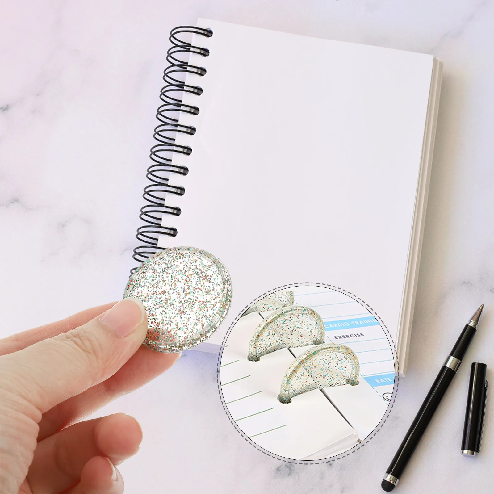 30Pcs Plastic Binding Discs Loose Leaf Binder Discs Heart Shaped Expansion Buckles Planner Notebook Accessories Office Supply view 3