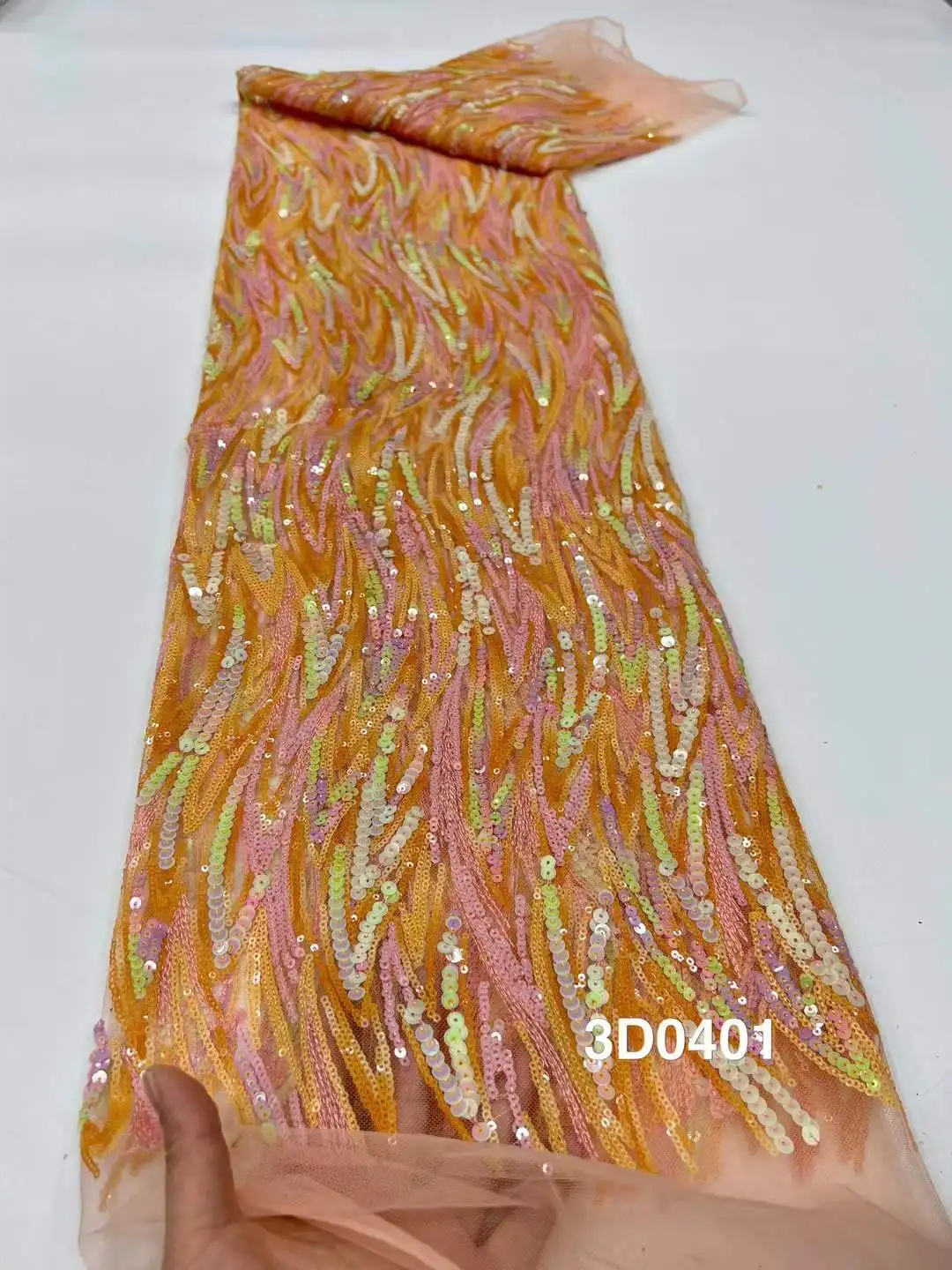 2025 nuevo diseño de moda africano nigeriano tul encaje bordado hecho a mano lentejuelas gran oferta cuentas francesas tul encaje para vestido de fiesta