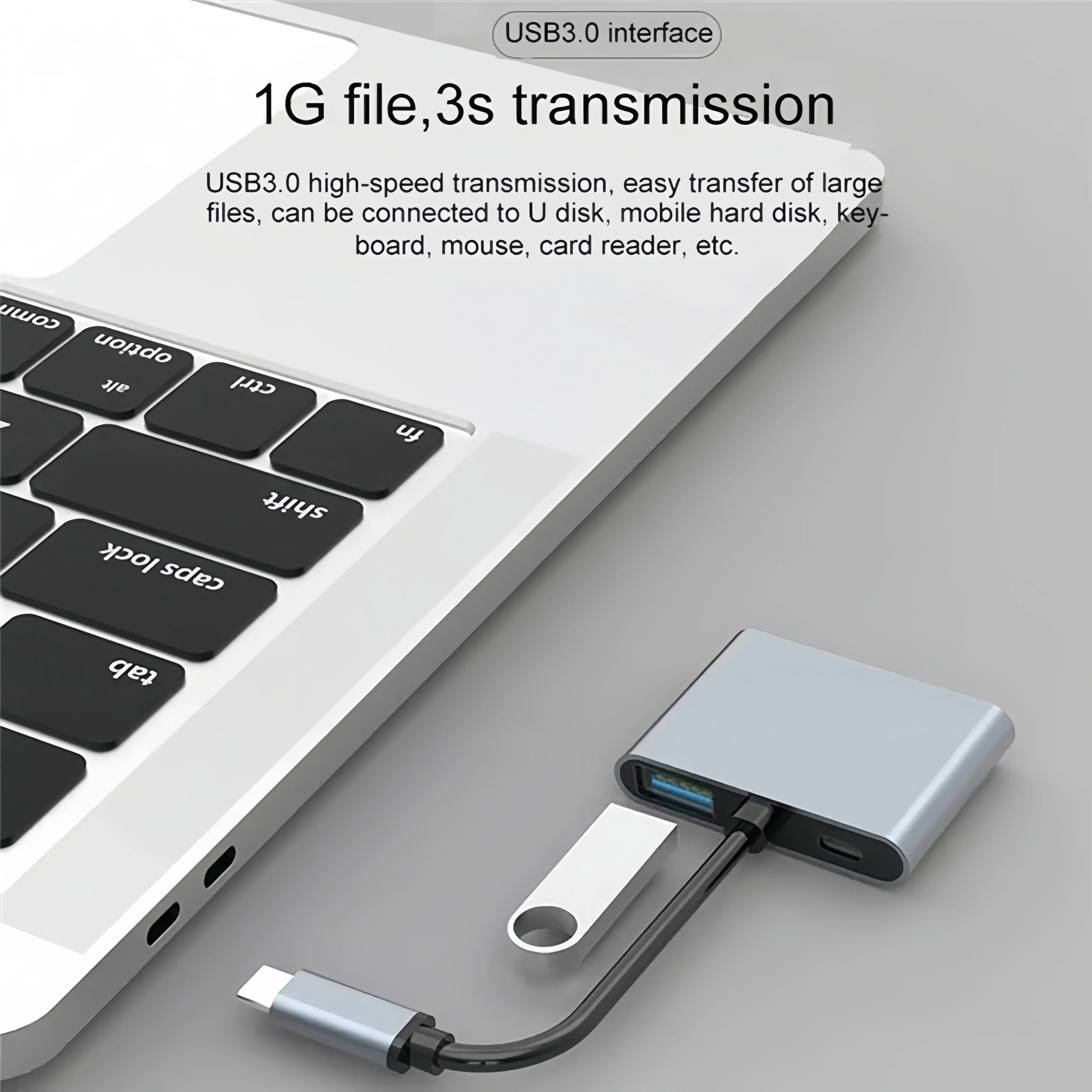 Station d'accueil USB C pour touristes, adaptateur 4K @ 60Hz, HUB USB 3.0 Type C vers HDMI, répartiteur USB C, adaptateur OTG pour ordinateur portable Macbook, 4 en 1