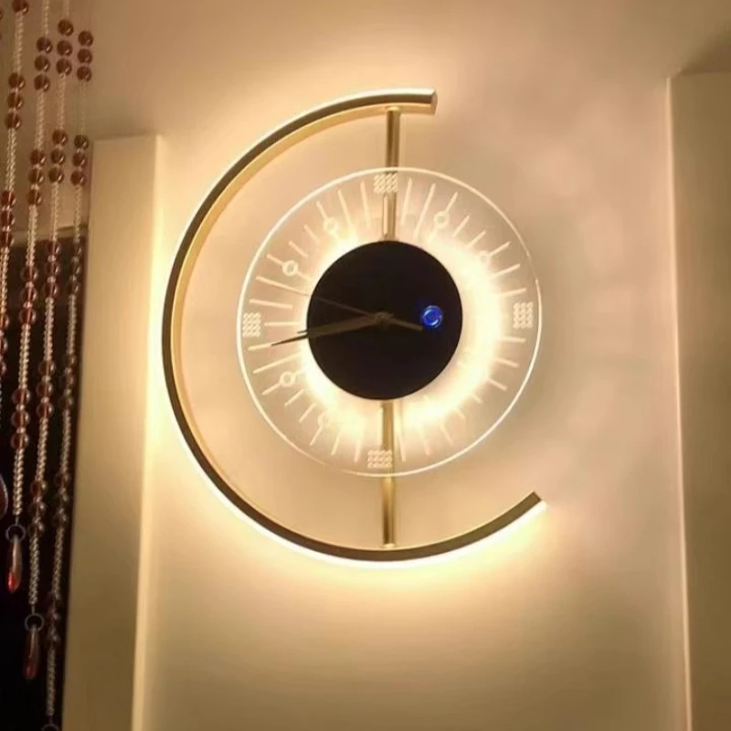 Nordic Clock Wall Lamp for Living Room Background Bedroom Headboard Modern Simple Internet Famous Decorative Lighting Fixtures