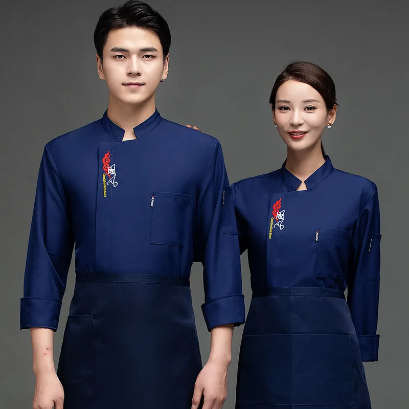 Hotel Overalls Men's Women's Long Sleeves Short Sleeve Autumn and Winter Rear Kitchen Baking Chef Uniform