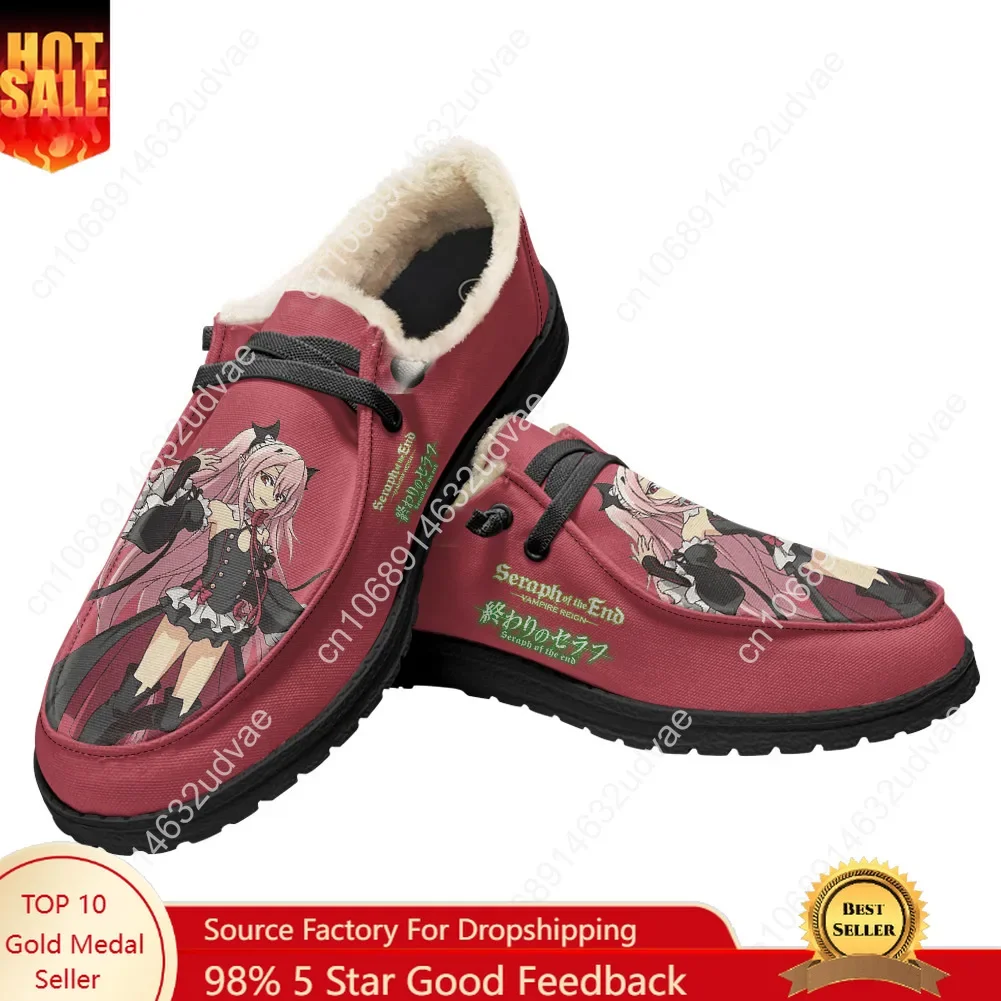 

Seraph of The End Casual Shoes Plush Flat Shoe Men Woman Breathable Casual Outdoor Lightweight Footwear Couple Custom Made Shoe