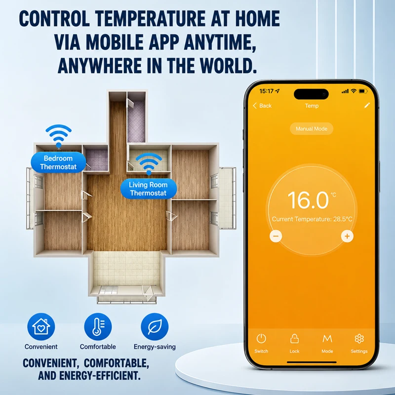 16A Touch WiFi Thermoregulator Electric Floor Heating Unit Weekly Programmable Energy Saving Work With Smart Life Alexa Google