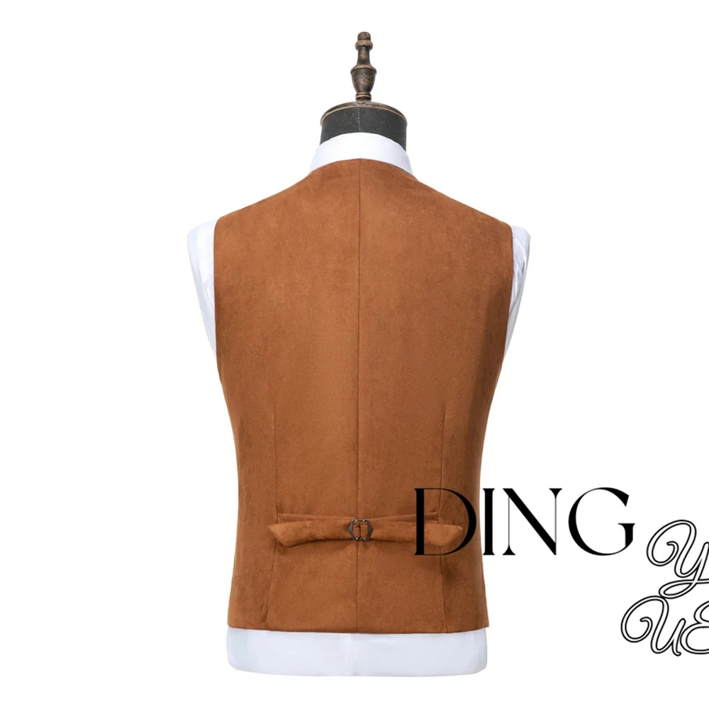 S-XXXL New Men's Cowboy Suede Leather Vest Western V Neck Vest for Men Elegant Fashion Steampunk Style Vest Party Customsize