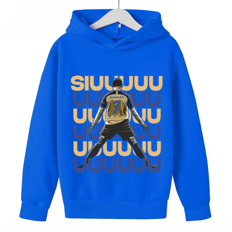 2024 abbigliamento per bambini primavera autunno felpa con cappuccio per bambini Plus Top blu per ragazzi e ragazze Ronaldo Avatar stampato vestiti