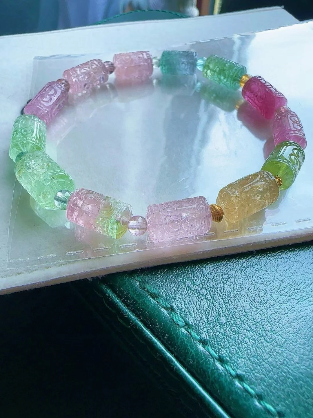 

Natural Red Green Tourmaline Clear Barrel Beads Bracelet Carved 12.5/6.6mm Pink Candy Tourmaline Women Men Jewelry AAAAAAA