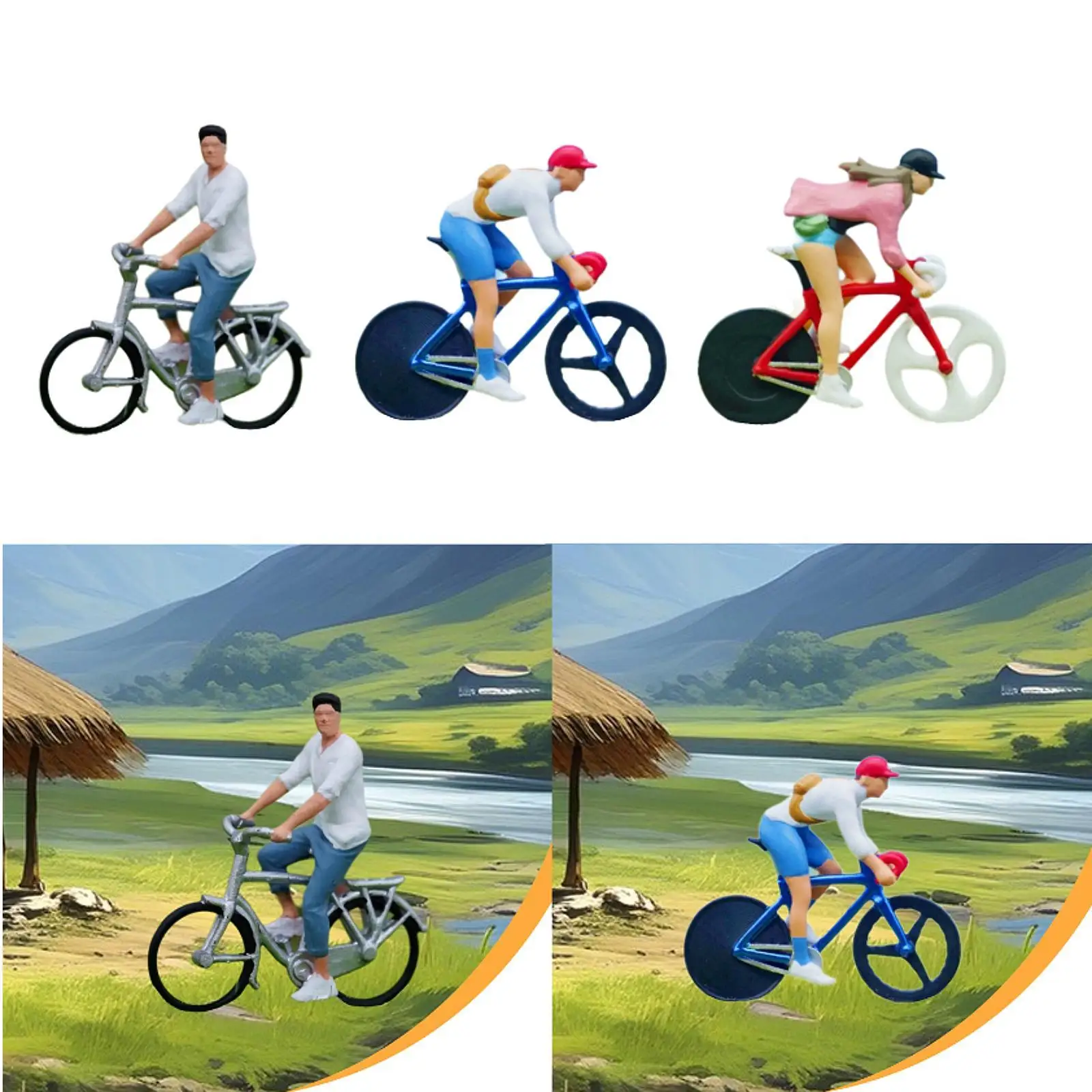 

1/64 масштаб велосипедиста DIY ремесла фигурка езды из смолы миниатюрный байкер для миниатюрной сцены