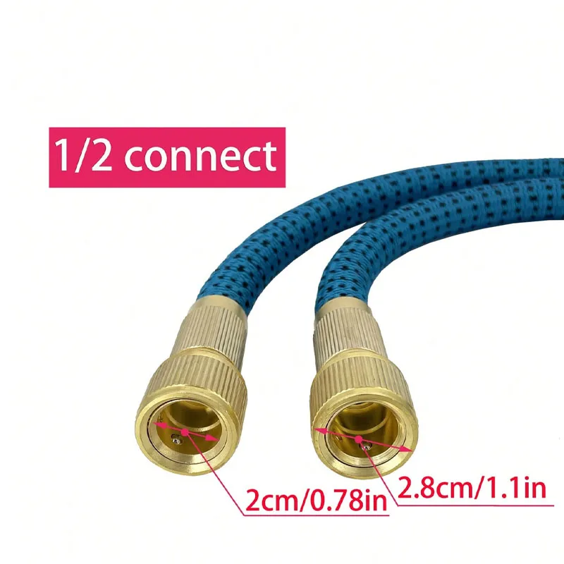 Scalable Explosion-Proof Hose, Stainless Steel Nozzle, Rubber Coated Gun Body, Anti Slip, 1/2 Connector, Garden Irrigation Tool