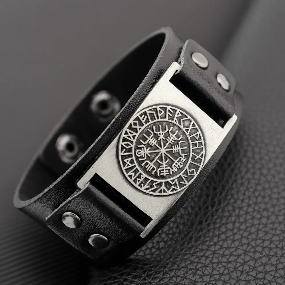 New Retro Nordic Pirate Compass Bracelet Men\'s Leather Bracelet Celtic Viking Jewelry Compass Bracelet Accessories Party Gifts