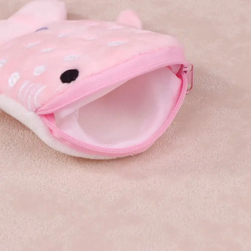 Cartoon Shark Whale Shark Coin Purse Bag Pendant Zipper Shark Plush Wallet Animal Fashion Plush Coin Bag Earphone Ornament