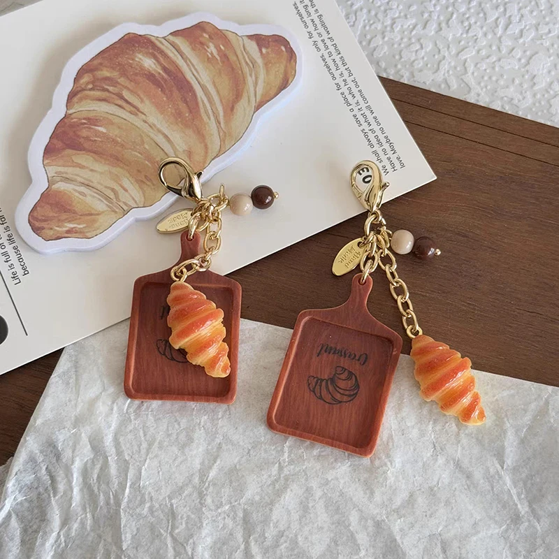 Nette Croissant Brot Schlüsselbund Kreative Simulation Lebensmittel Schlüsselring Schöne Tasche Anhänger Rucksack Hängende Dekoration Für Mädchen Geschenke