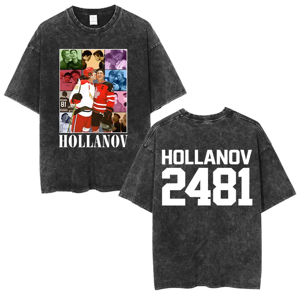 Vintage Washed Heated Rivalry Shane Hollander‌ Ilya Rozanov Hollanov 2481 T-shirt Men Women Harajuku Short Sleeves T Shirts Tops