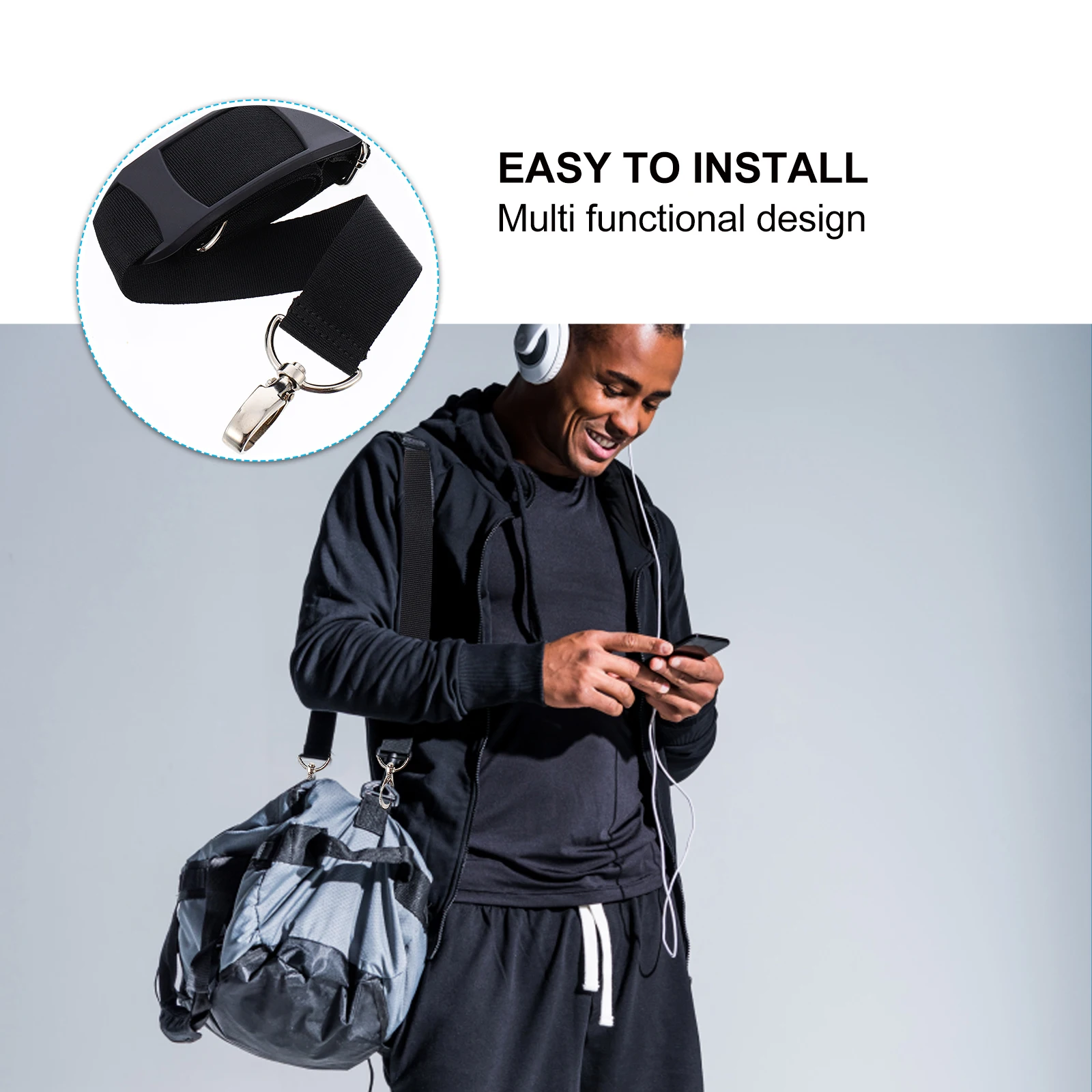 

1pc Laptop Replacement Durable Polyester Shoulder Cushion Strap For Bags Metal Buckle Accessory Computer Bag Strap