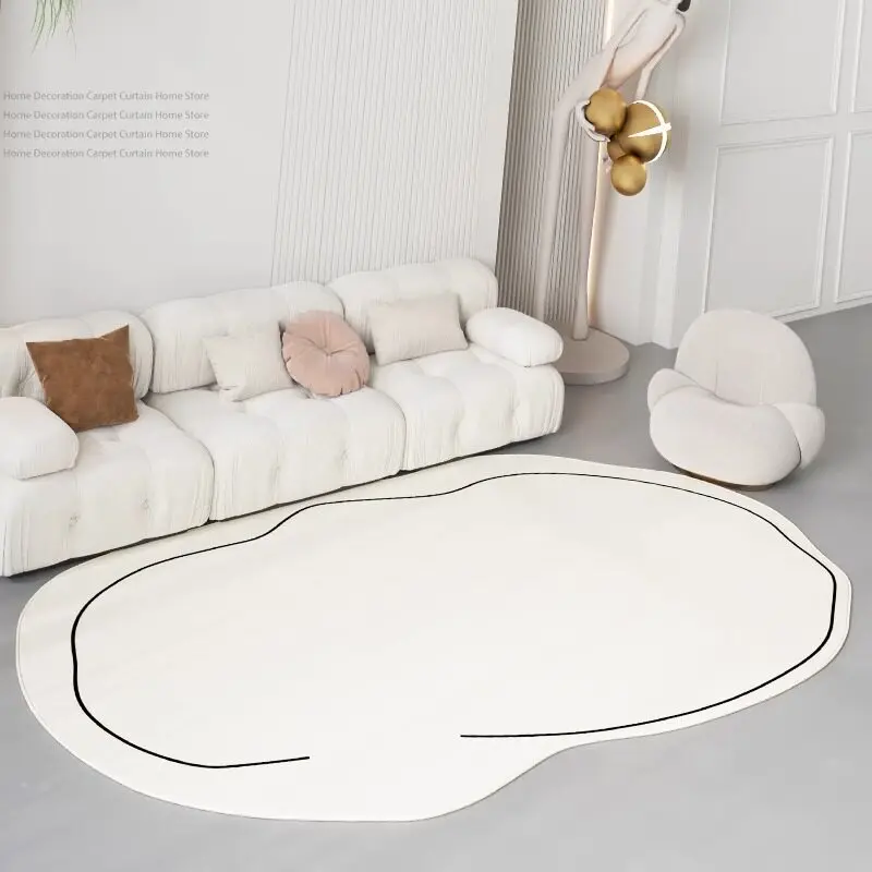 Minimalism Cream Irregular Shaped Carpet Home Decor Living Room Large Rug Soft Fluffy Non-Slip Washable Kids Bedroom Bedside Mat