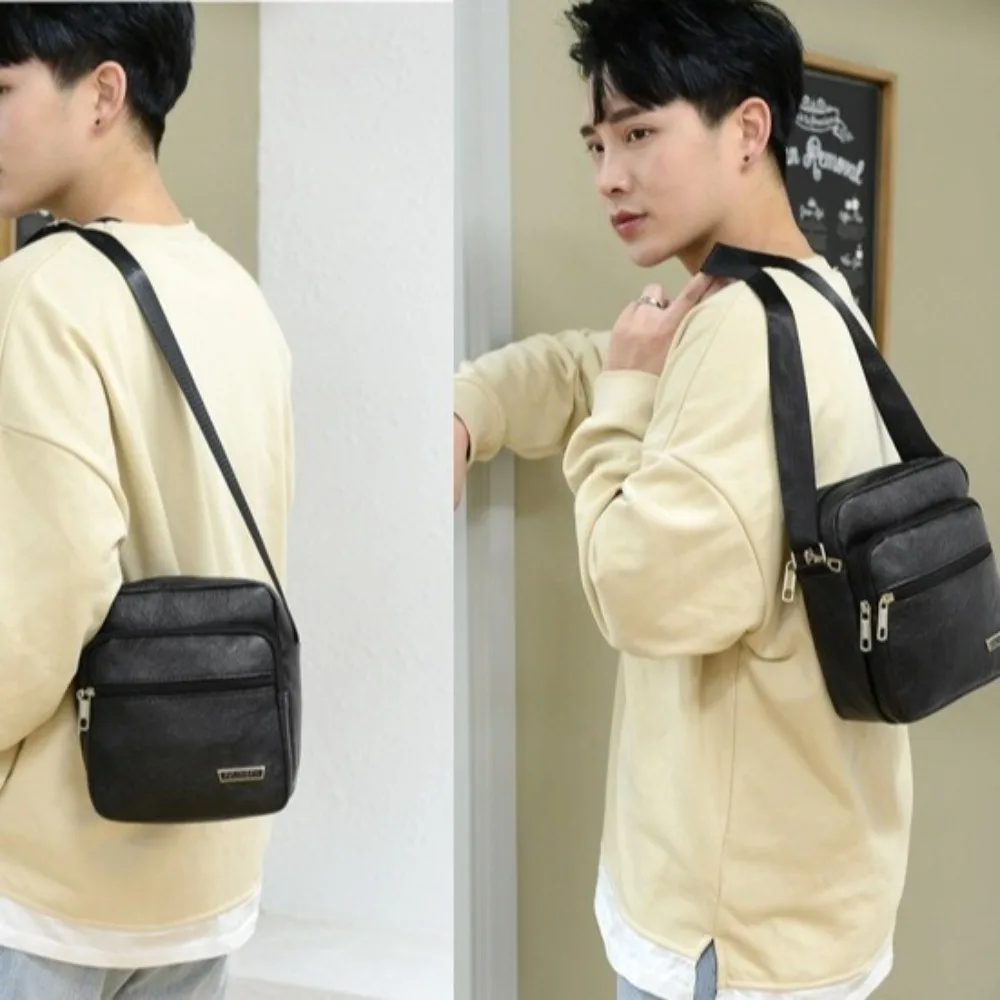 Bolso cruzado informal de cuero PU con cremallera, bolso de hombro con múltiples bolsillos, bolso de mano, bolso de negocios para hombre, viaje