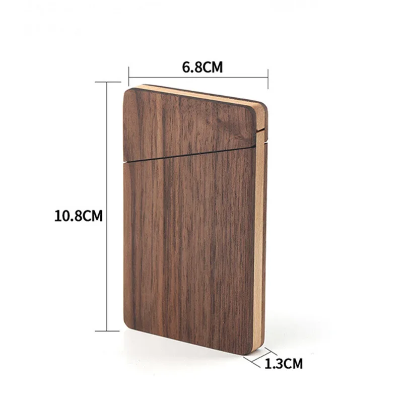 Walnut Wood ID Name Card Sleeve for Men Women Office Wooden Business Card Holder Portable Magnetic Closure Business Card Case view 5