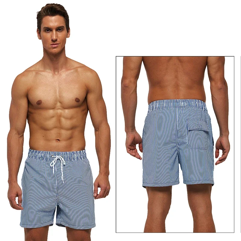 Summer Men Beach Print Shorts Surfing Swimwear Fitness Workout Trunks Male Sportswear With Pockets Pants