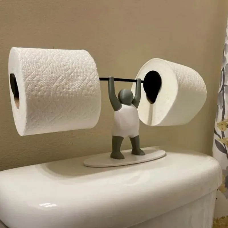 Funny Toilet Roll Holder Fitness Weight lifting Villain Paper Rack Interesting Bathroom Decoration 3d Printed Side Stand Gifts