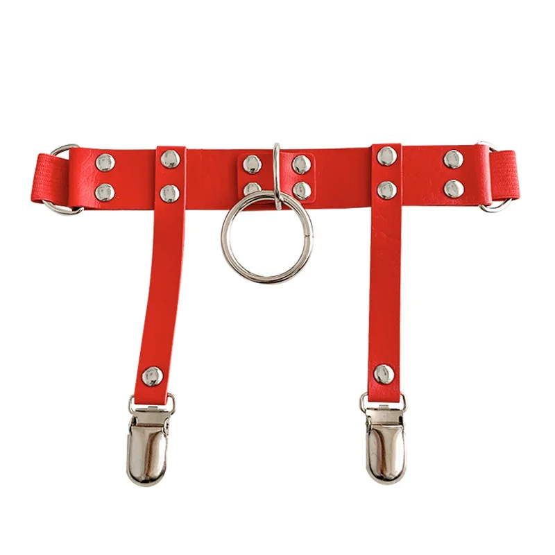 Trend explosion Japan and Korea Harajuku soft girl O-shaped ring, circle, hanging ring, garter belt, punk leather elastic thigh