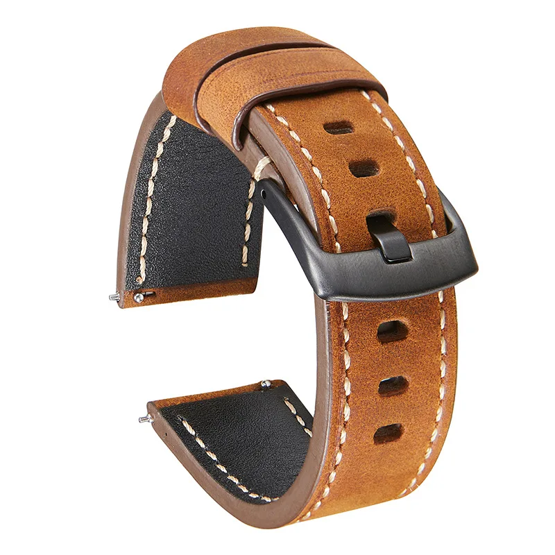 Vintage Crazy Horse Genuine Leather Watch Band 20mm 22mm 24mm Calfskin Straps Watchbands Brown Black Green Blue Bracelet Belt