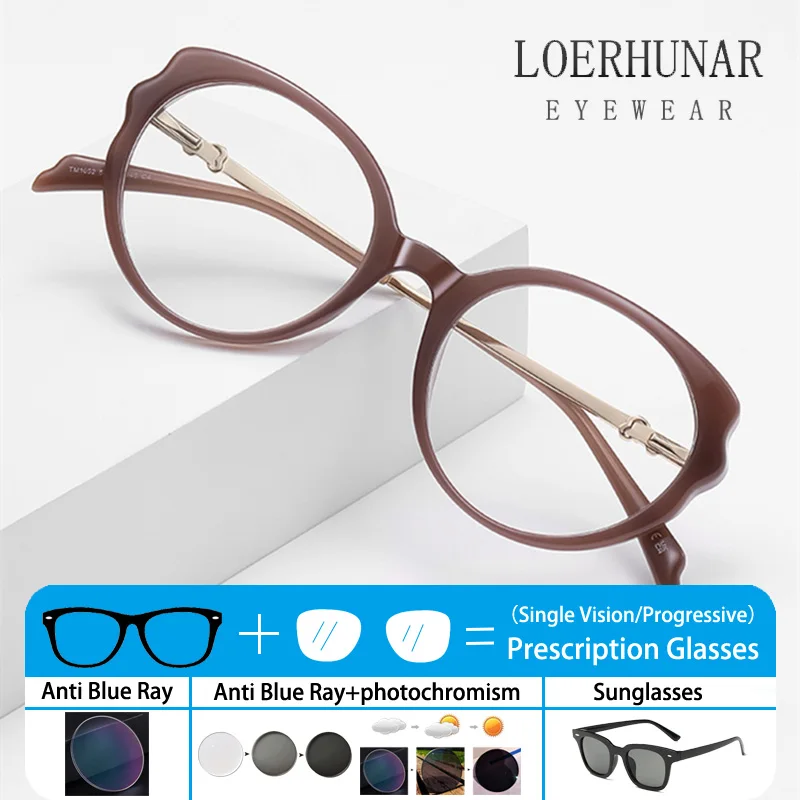 

2025 Fashion Round TR90 Acetate Glasses Frames Women Myopia Hyperopia Optical Prescription Presbyopia Anti Blue Ray Eyeglasses