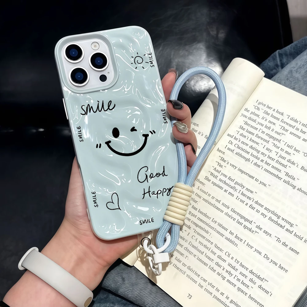 Lustige Handyhülle mit lächelndem und wütendem Gesicht aus Silikon für iPhone 17 15 13 11 12 14 16 17 Pro Max 14 Plus 17Air mit Lanyard-Hülle – Detail 1