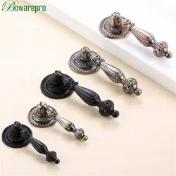 2Pcs Retro Antique Drop Pull Handle Wardrobe Door Pulls Dresser Drawer Kitchen Cupboard Hanging Design Cabinet Knobs and Handles