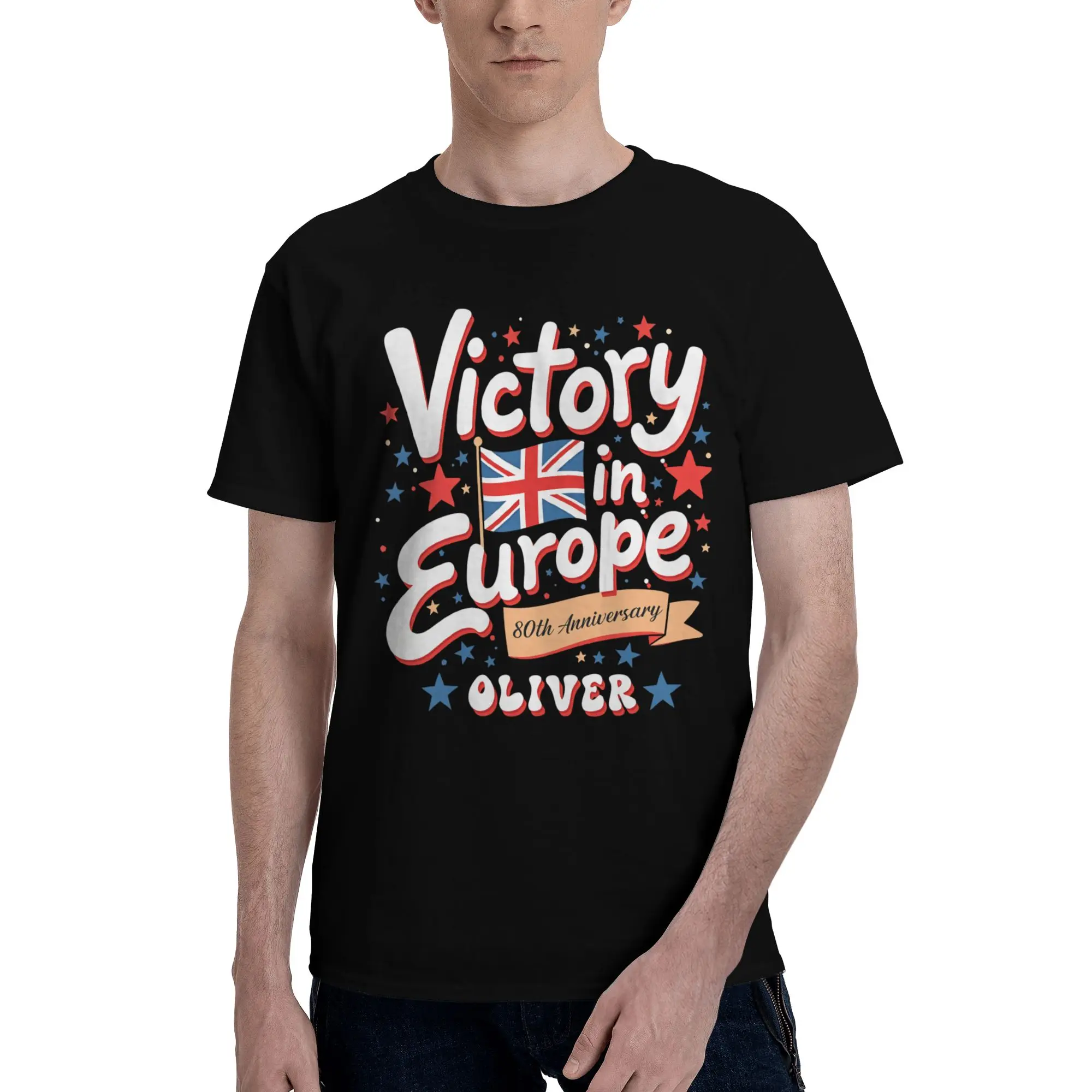 VE Anniversary 1945 Victory in Europe Day Flag Tee Shirt for Men Women Printed T Shirts  100% Cotton Clothing