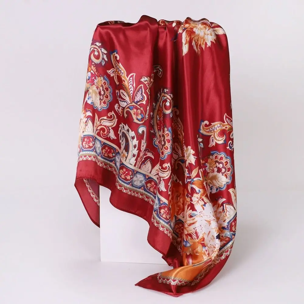 Foulard carré en soie à la mode, châle enveloppant, Hijab doux et confortable, bandeau multifonctionnel respectueux de la peau pour printemps, été et automne