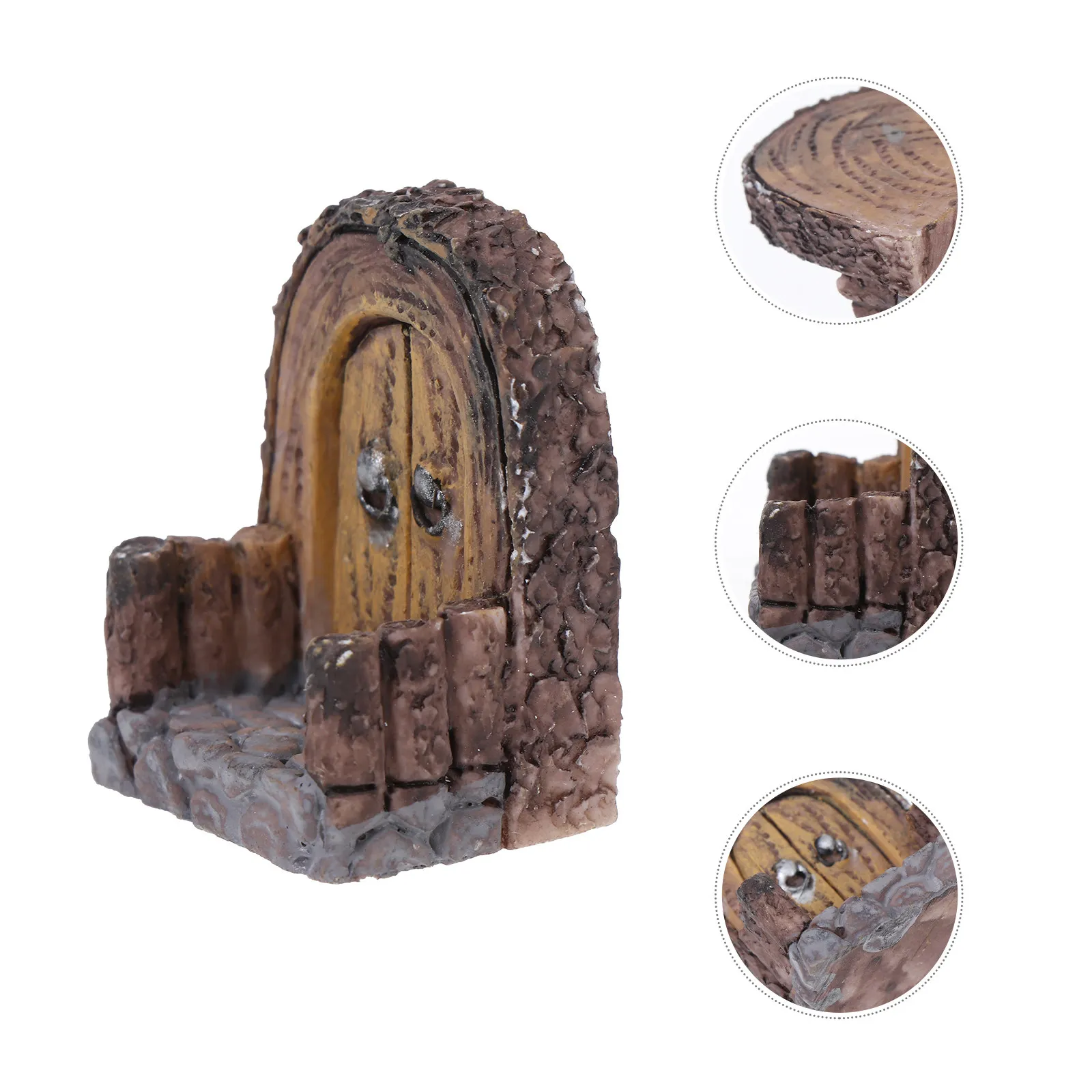 5Pcs Resin Courtyard Doors Miniature Garden Decorations Lifelike Simulation Wood Door Ornament for Micro Landscapes DIY Supplies