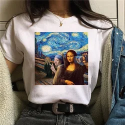 Summer New Mona Lisa Aesthetic Harajuku T Shirt Ullzang Vintage Graphic T-shirt Funny 90s Tshirt Korean Style Top Tees Women