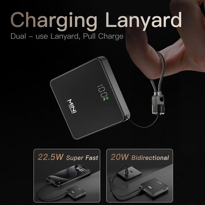 オリジナルポータブルミニ磁気ワイヤレスモバイルバッテリー10000mAh、MagSafe対応iPhone 17/16用外部補助バッテリー