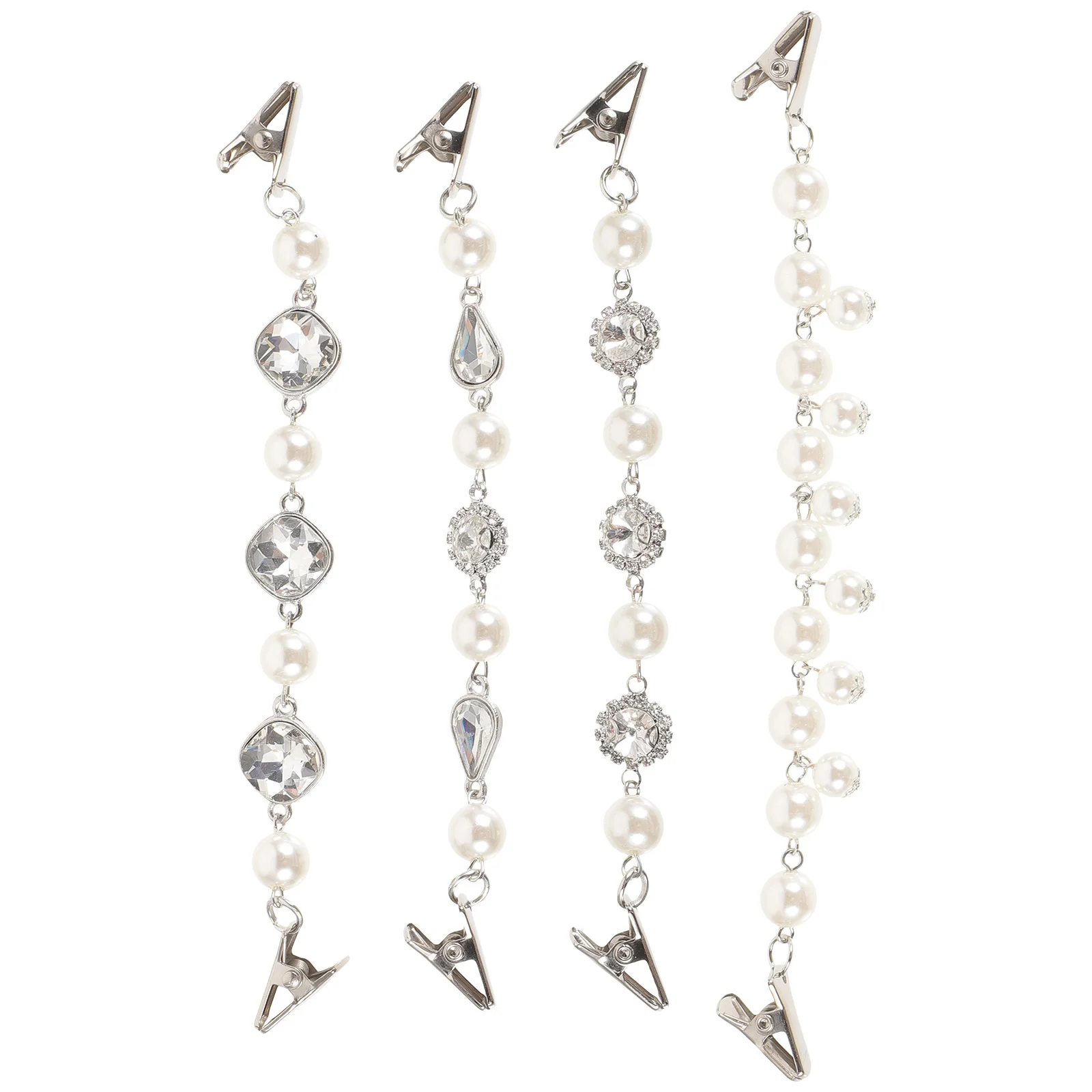 

4Pcs Retro Sweater Brooch Clips Pearl Accent Clothes Fasteners for Jacket Dress Hat Shawl Stylish Wearable Jewelry Gift Idea