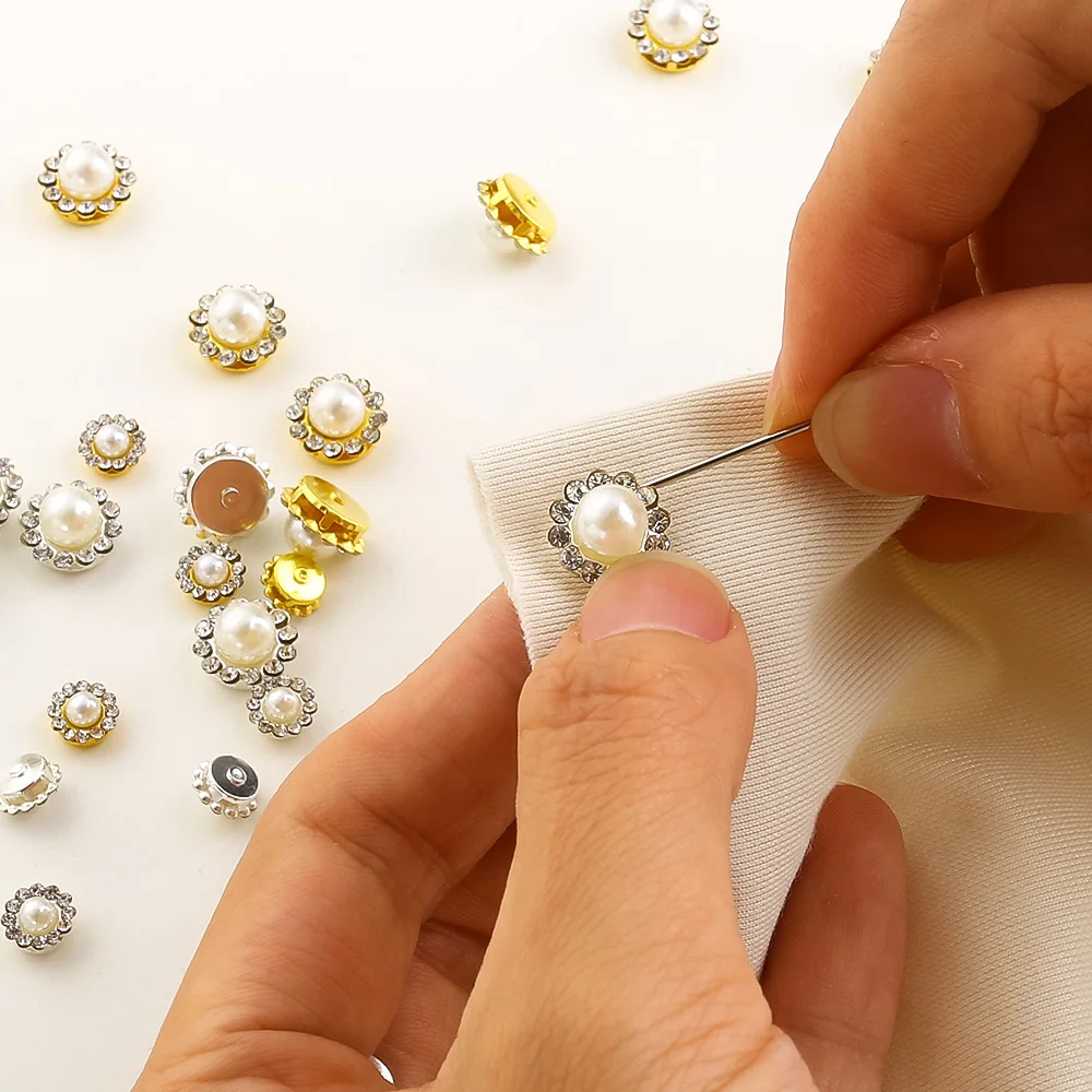 100 PCs round Bottom High-end Retro Pearl Rhinestone Flower Plate and Diamond Buckle,Shoes, Bags, Jewelry DIY Accessories