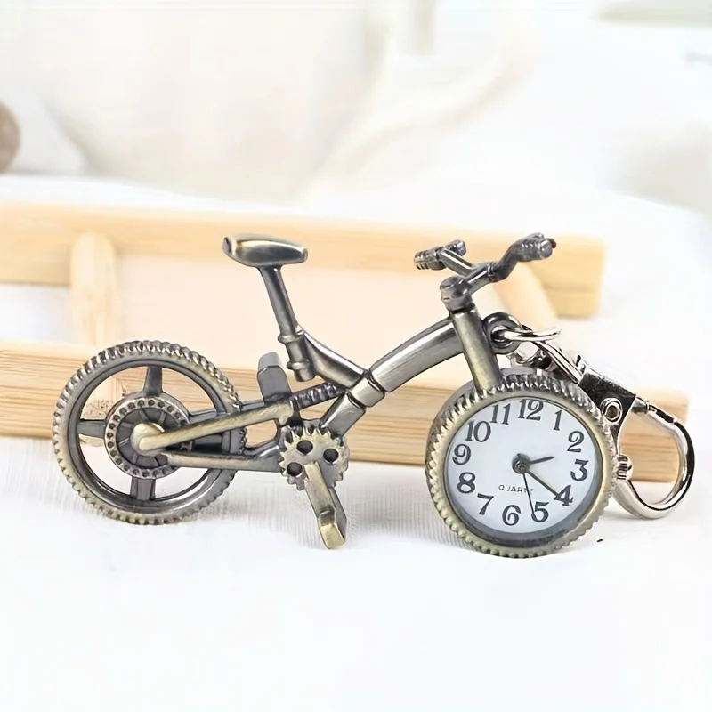 1PC Personalized Retro Bicycle Keychain Watch Male and Female Student Necklace Pocket Watch Women's Creative Quartz