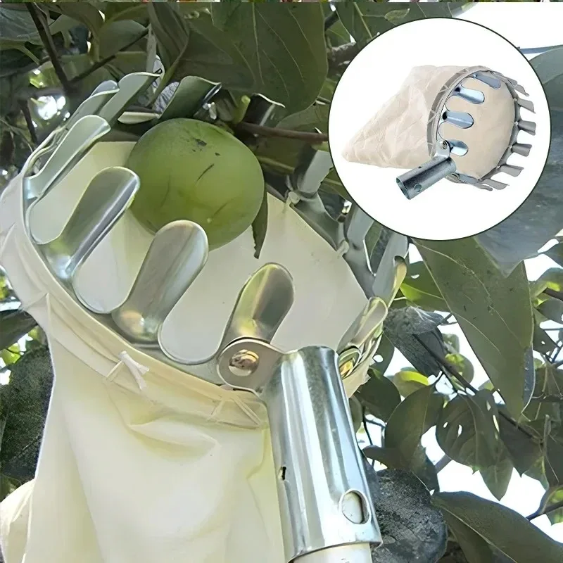 Imagem -02 - Metal Fruit Picker para Orchard High Tree Picking Tools Catcher Collection Pouch Suprimentos de Jardinagem Apple e Pêssego Fazenda e Jardim