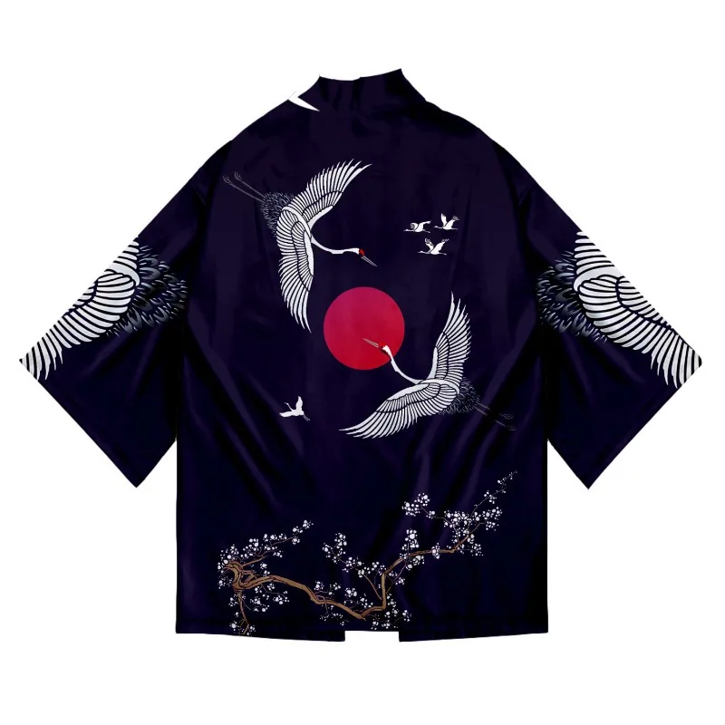 

Kimono Cardigan Japanese Style The Great Wave Off Kanagawa Haori Anime Clothes Sasuke Cosplay Kimono Shirt + Shorts Sets Homme