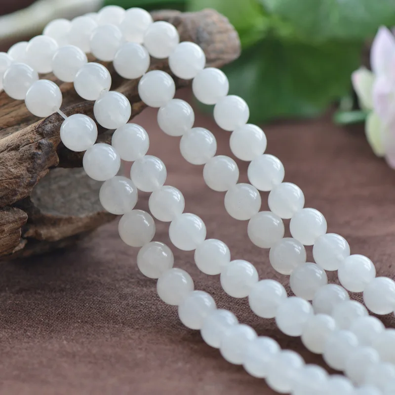 

Joanlyn Grade A Natural White Jade Beads 6mm 8mm 10mm 12mm Smooth Polished Round 15 Inch Strand JA51