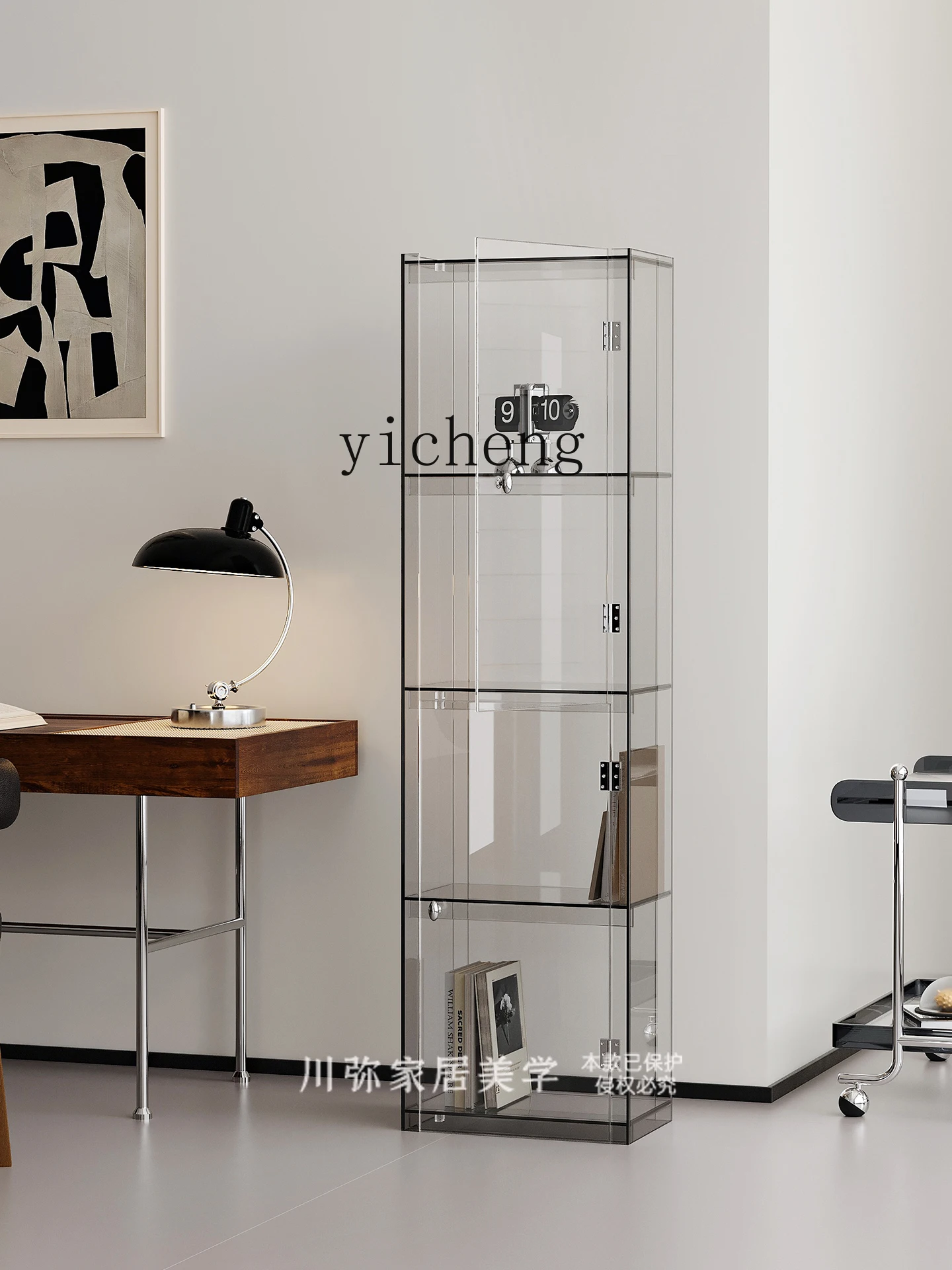 

ZZ bookshelf with door, living room floor storage locker integrated storage simple figure display cabinet