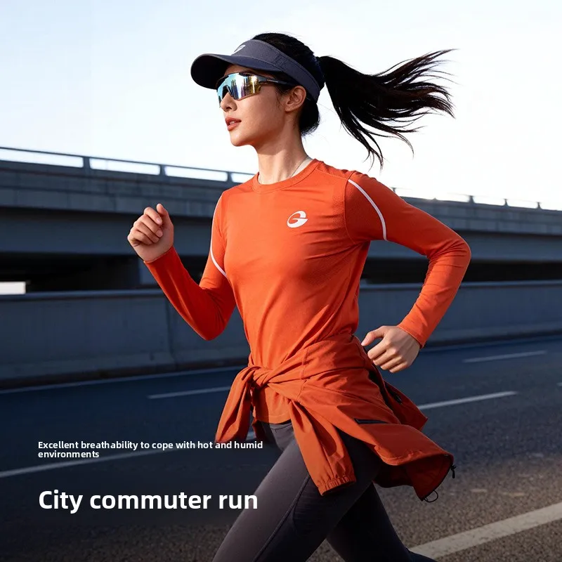 Otoño/Invierno correr camisa deportiva de manga larga ropa de entrenamiento transpirable al aire libre senderismo Fitness capa Base térmica