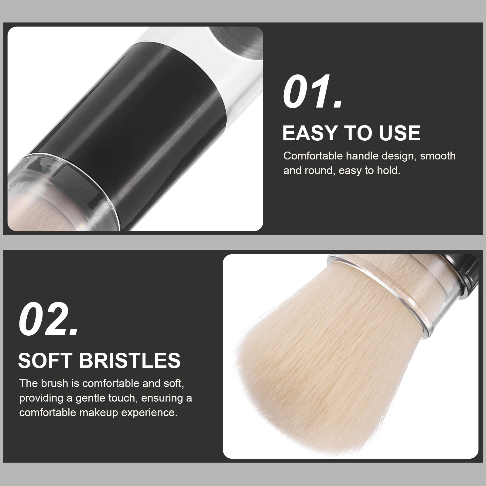 

Press to Dispense Powder Brush Refillable Container for Loose Foundation Powder Travel Makeup Blush Applicator Soft Bristle