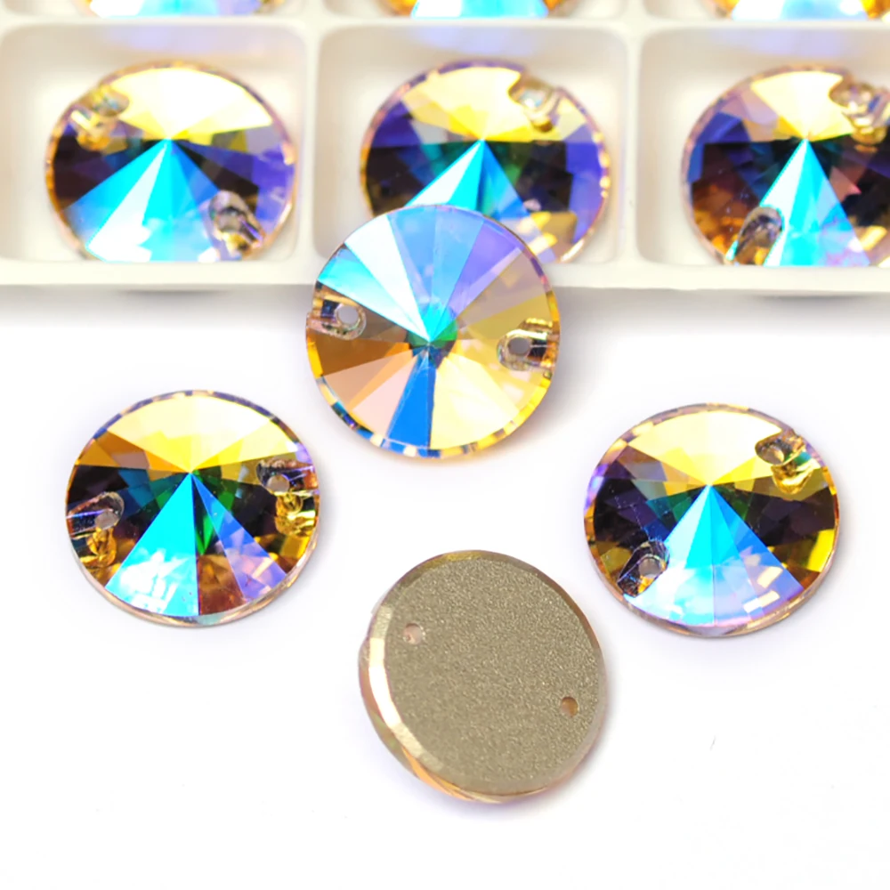 PUBRILEX K9 Rivoli Runde Näh-Strasssteine mit Flacher Rückseite für DIY-Heimdekorationen, Glas-Applikationen zum Aufnähen für DIY-Kleidungsstücke und Kleider – Detail 7