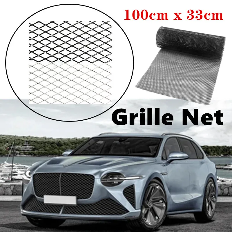 

Universal Black/Silver Aluminium Racing Grille Mesh Vent Car Tuning Grill 100cm x 33cm