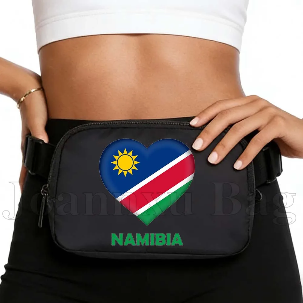 

Nambia Heart Flag Fanny Pack Waterproof Sports Fitness Workout Running Casual Wallet Pouch Portable Waist Belly Cell Phone Bag