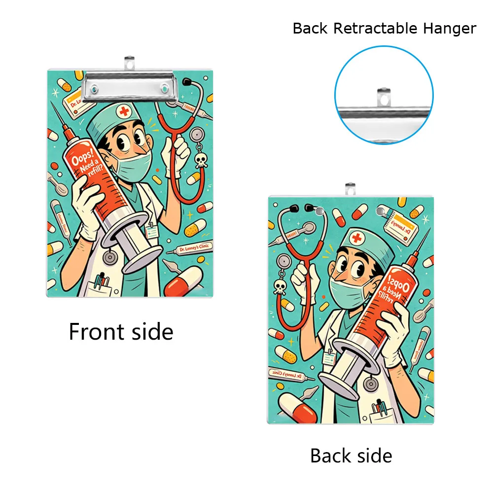 

1pc A4 Doctor Medical Theme with Clip Writing Board Double sided Printing Office and Learning Supplies