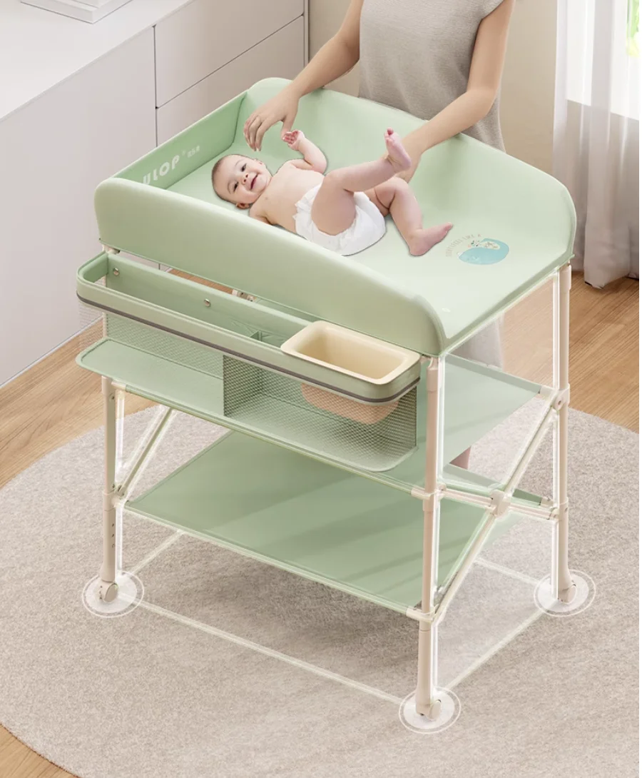 Newborn baby diaper table Care table Baby diaper change massage bath touch table Foldable mobile crib