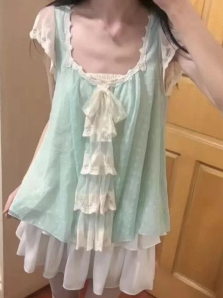 Elegante abito da resort vintage da donna slim fit dolce Y2k abbigliamento moda casual retrò con stampa floreale per lo stile delle vacanze estive