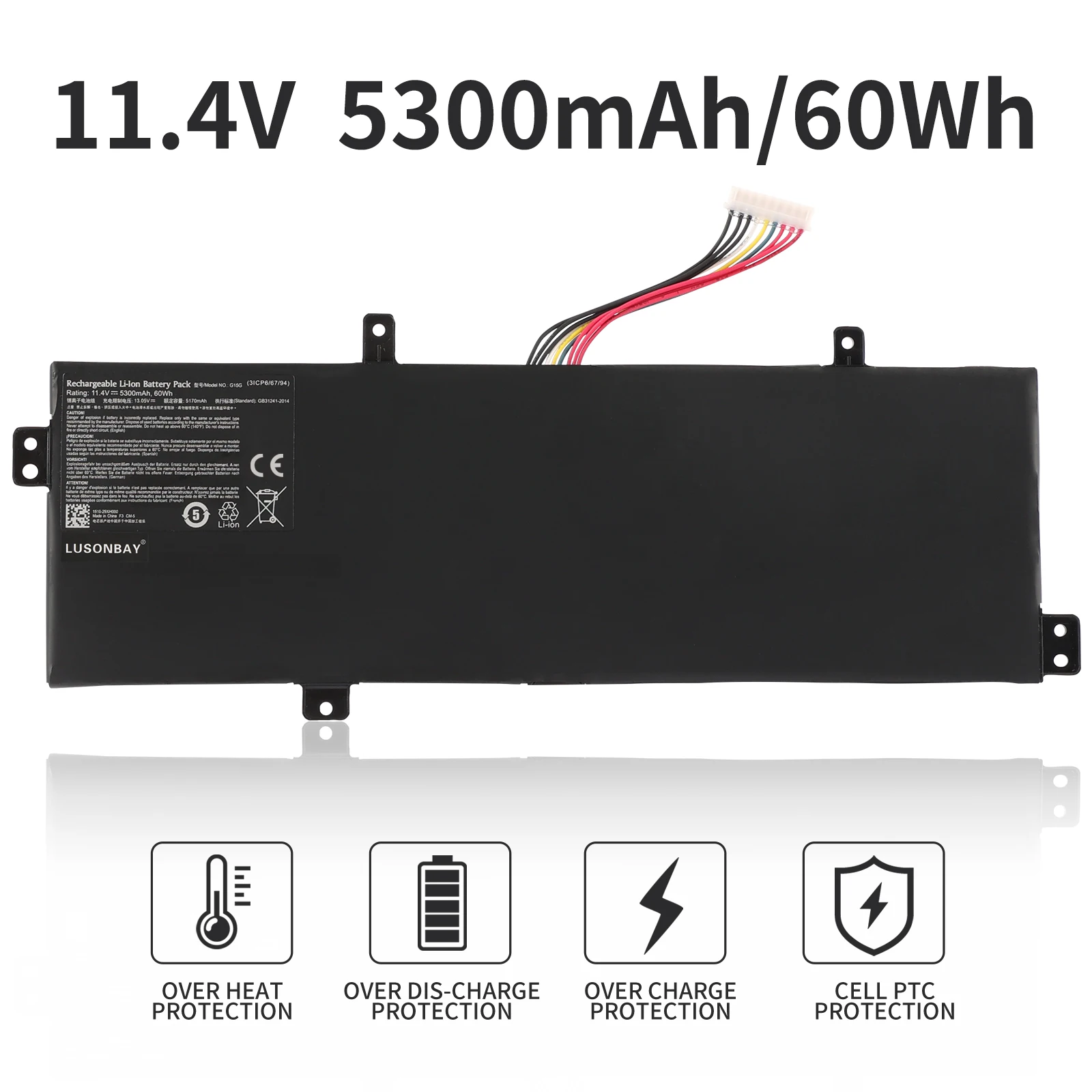 LUNSOBAY G15G Laptop Battery for ThundeRobot 911 Targa T6a T6d T6c T6b T5TB For GIGABYTE SabrePro 15-W8 For MACHENIKE F117-S