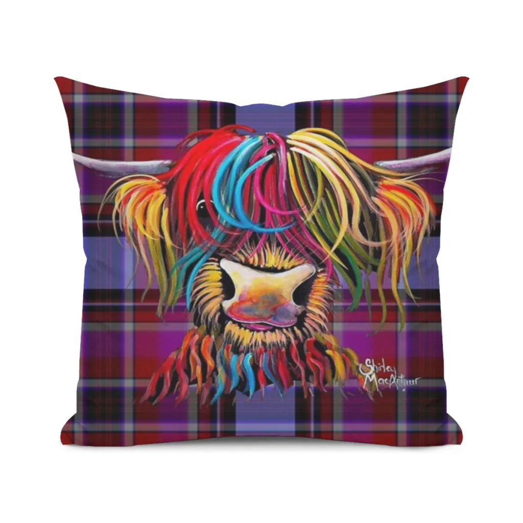 SCoTTiSH HiGHLaND CoW ' TaRTaN NeLLY P ' by SHiRLeY MacARTHuR Pillowcase Cushions Cover Cushions Home Decoration Pillows Sofa