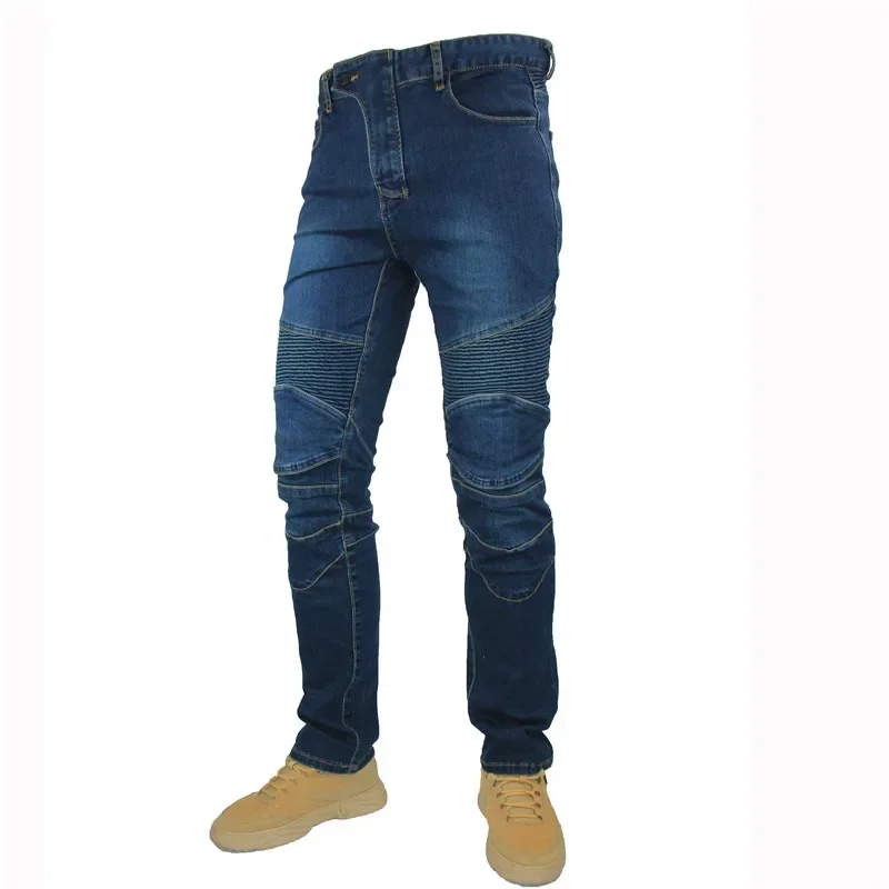 Motorcycle accessories Pantalon Moto Para Hombre Classic Denim Blue Riding Built-in Protective Gear Motorcycle Winter Jeans